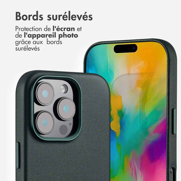 Accezz Coque arrière en cuir avec MagSafe Apple iPhone 16 Pro - Cedar Green