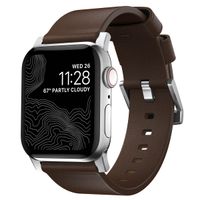 Nomad Bracelet moderne en cuir Apple Watch | 44/45/46/49 mm - Brown / Silver