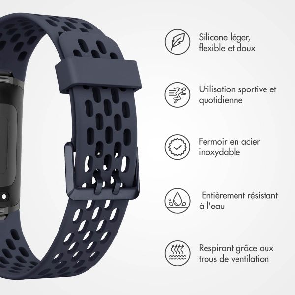 imoshion Bracelet sport en silicone avec boucle Fitbit Charge 5 / 6 - Bleu foncé