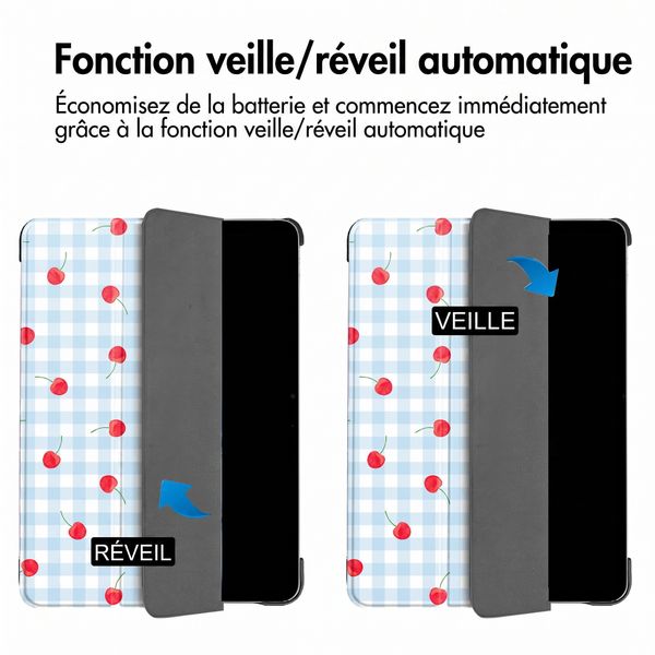 imoshion Coque tablette Design Trifold Apple iPad Air 11 pouces (2026) M4 / (2025) M3 / (2024) M2 / Air 5 (2022) / Air 4 (2020) - Cherry Check