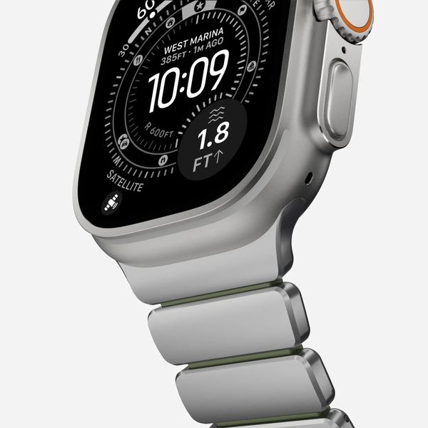 Nomad Bracelet Stratos Apple Watch | 44/45/46/49 mm - Forest Green / Natural Titanium