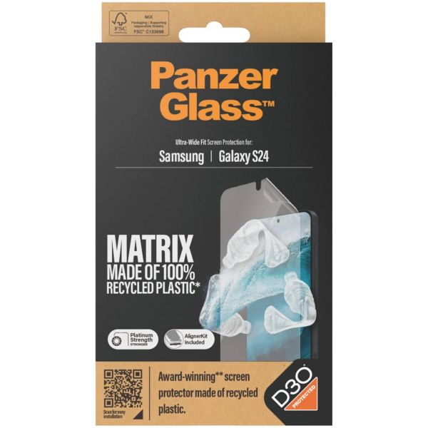 PanzerGlass Protection d'écran Matrix Recycled Ultra-Wide Fit Anti-bactérienne avec applicateur Samsung Galaxy S24