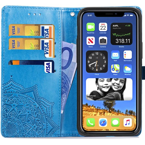 Etui de télephone portefeuille Mandala Apple iPhone 12 (Pro) - Turquoise