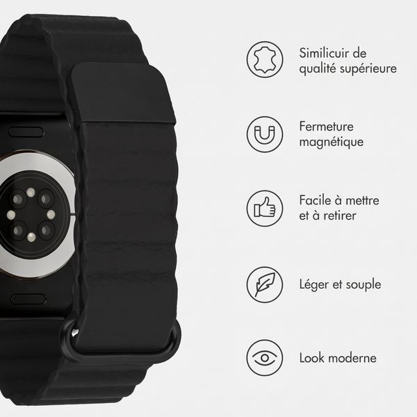 imoshion Bracelet magnétique en cuir synthétique Apple Watch | 44/45/46/49 mm - Noir