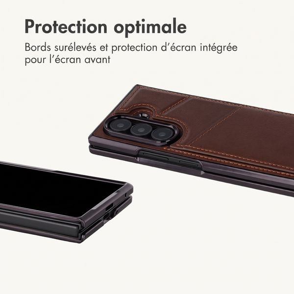 imoshion Étui arrière MagSafe en cuir synthétique avec porte-cartes Samsung Galaxy Z Fold 8 Ultra - Marron foncé