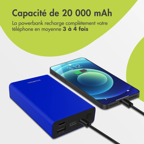imoshion Ultra Series Aluminium Batterie externe 20.000 mAh - Charge rapide jusqu'à 33 watts - Cobalt Blue