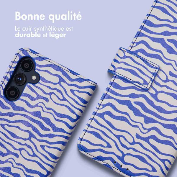 imoshion Étui de télephone portefeuille Design Samsung Galaxy A34 (5G) - White Blue Stripes