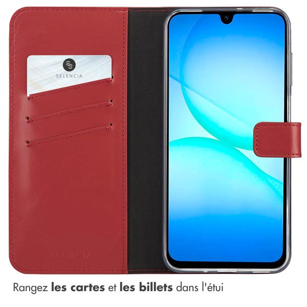 Selencia Étui portefeuille en cuir véritable Samsung Galaxy A17 (5G) / (4G) - Rouge
