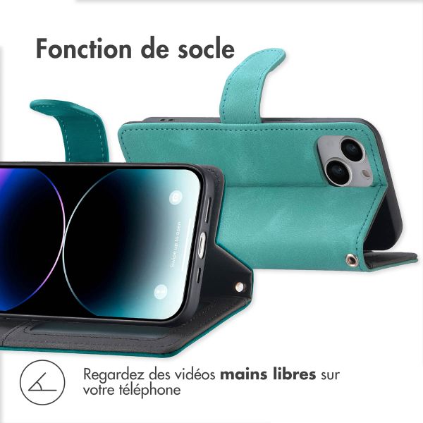 imoshion Etui de télephone portefeuille avec cordon Apple iPhone 14 / 13 - Turquoise