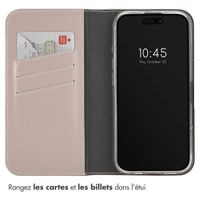 Selencia Étui portefeuille en cuir véritable Apple iPhone 16 Pro - Dusty Pink