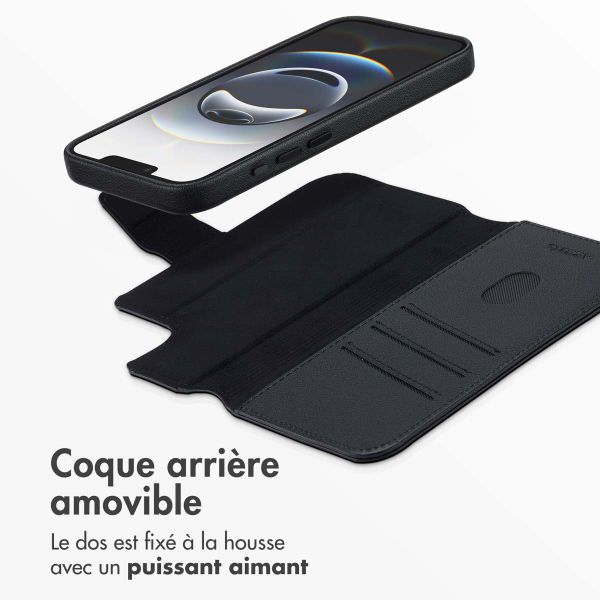 Accezz Étui de télephone portefeuille en cuir 2-en-1 avec MagSafe Apple iPhone 17e / 16e - Onyx Black