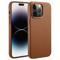 Accezz Coque arrière en cuir avec MagSafe Apple iPhone 14 Pro Max - Sienna Brown
