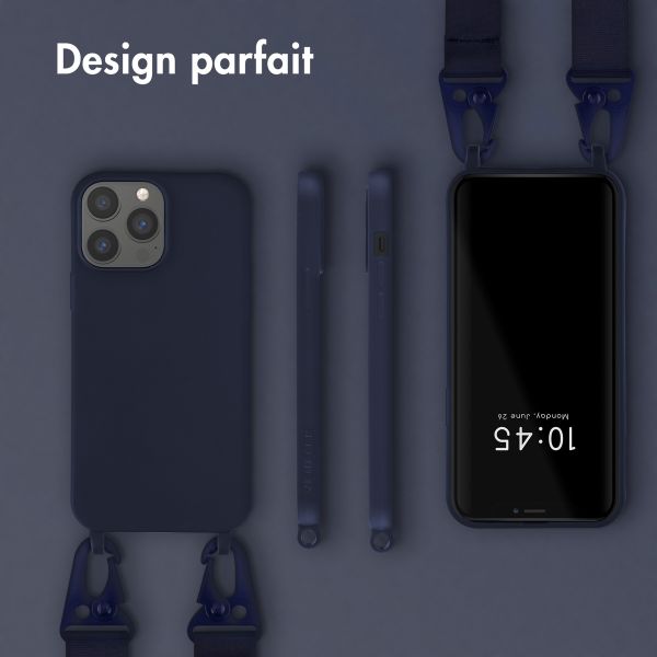 Selencia Coque silicone avec cordon amovible Apple iPhone 13 Pro Max - Bleu foncé