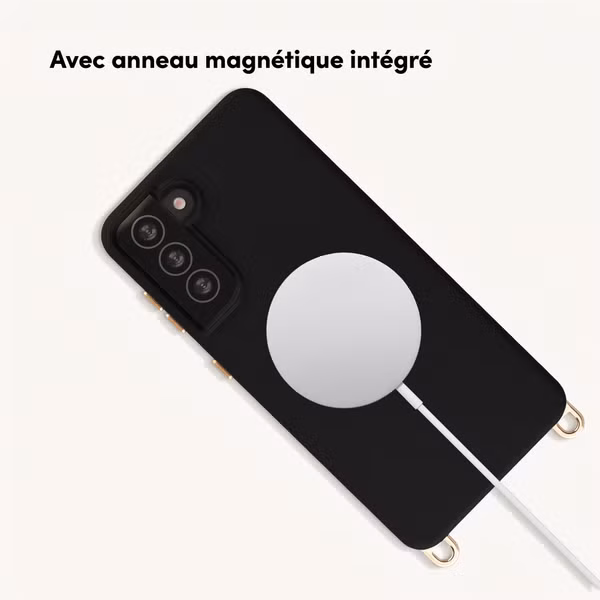 Selencia Coque arrière Rivièra avec MagSafe avec crochets amovibles Samsung Galaxy S21 - Velvet Black