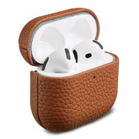 Accezz Coque en cuir véritable  Apple Airpods 4 - Cognac