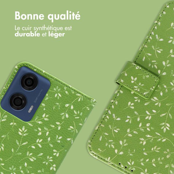 imoshion Étui de télephone portefeuille Design Motorola Moto G04 / G24 - Green Flowers