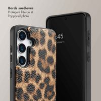 Selencia Coque de télephone Nova avec cordon et porte-cartes Samsung Galaxy S25 - Leopard