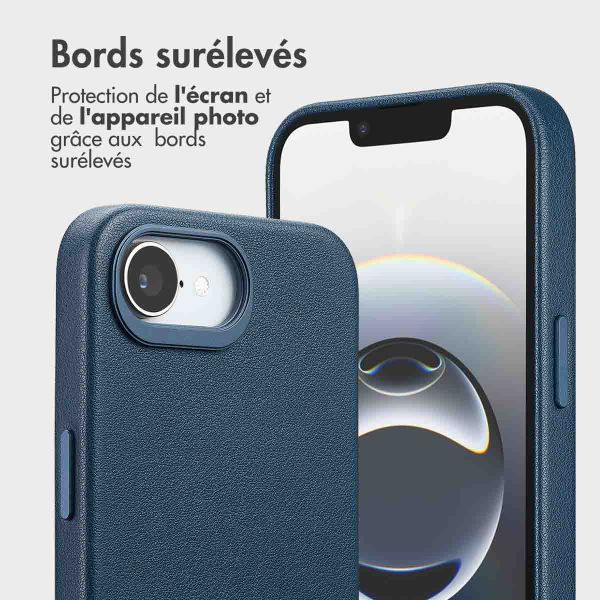 Accezz Étui de télephone portefeuille en cuir 2-en-1 avec MagSafe Apple iPhone 17e / 16e - Nightfall Blue