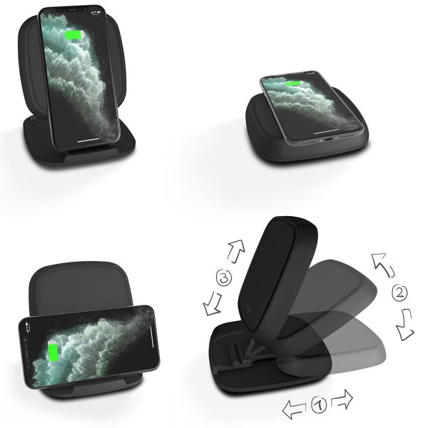 Zens Support pour chargeur rapide sans fil - Chargeur sans fil - Avec câble de charge - 10 Watt - Noir