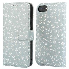 imoshion Étui de télephone portefeuille Design Apple iPhone SE (2022 / 2020) / 8 / 7 / 6(s) - Smoke Green Flowers