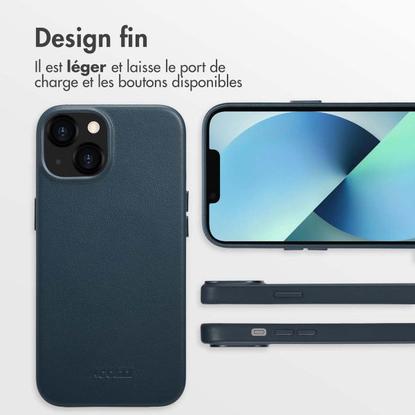 Accezz Coque arrière en cuir avec MagSafe Apple iPhone 13 - Nightfall Blue