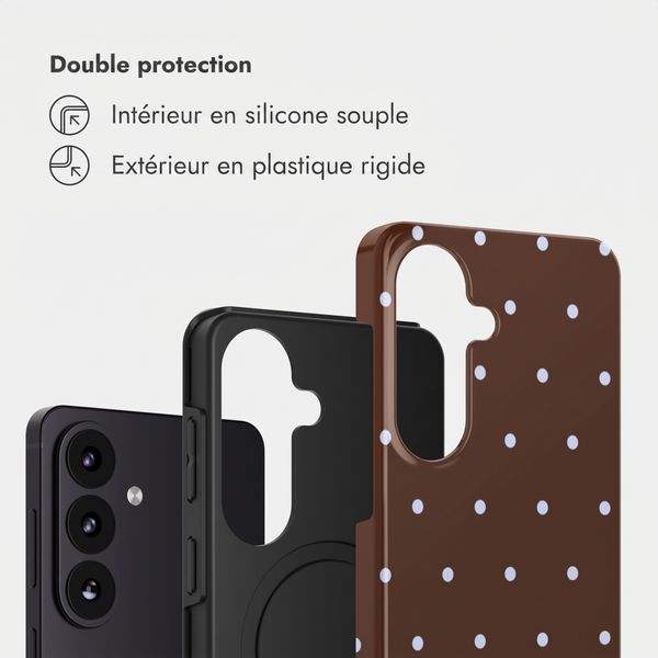 Selencia Coque arrière Vivid avec MagSafe Samsung Galaxy S26 FE - Happy Dots Chocolate