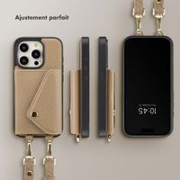 Selencia Coque de télephone Sera avec cordon et porte-cartes enveloppe Apple iPhone 15 Pro - Taupe