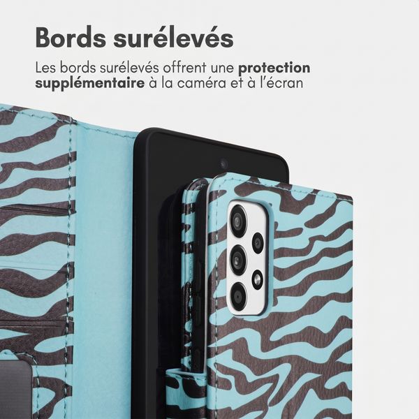 imoshion Étui de télephone portefeuille Design Samsung Galaxy A52(s) (5G/4G) - Black Blue Stripes