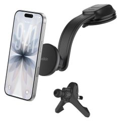 Belkin Support Téléphone Magnétique Qi2 - Chargeur Voiture avec Adaptateur 27W - Tableau de bord / Grille de ventilation