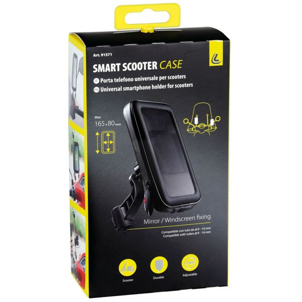 Lampa Support de téléphone Smart Case pour scooter - Résistant aux éclaboussures - Rotation à 360° - Fixation sur rétroviseur et pare-brise - Noir