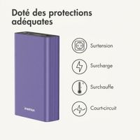 imoshion Ultra Series Aluminium Batterie externe 20.000 mAh - Charge rapide jusqu'à 33 watts - Tropical Violet
