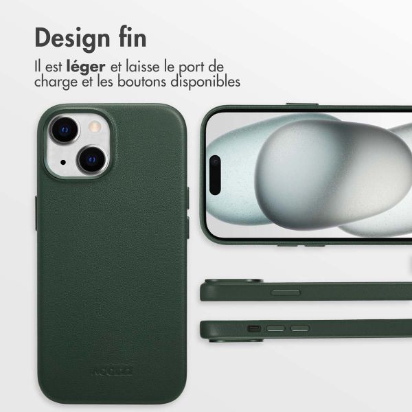 Accezz Coque arrière en cuir avec MagSafe Apple iPhone 15 - Cedar Green