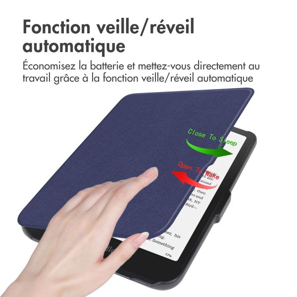 imoshion Étui de liseuse portefeuille Slim Hard Amazon Kindle Paperwhite (2024) / Paperwhite Signature Edition (2024) / Colorsoft (2024) / Colorsoft Signature Edition (2024) - Bleu foncé
