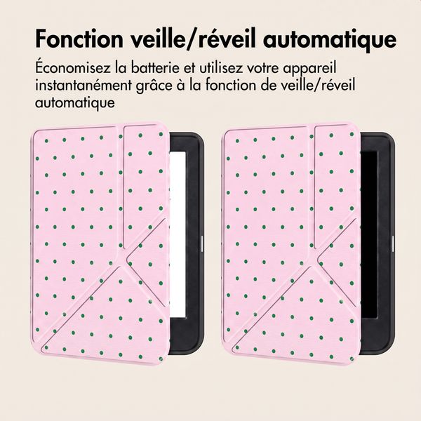 imoshion Étui de liseuse portefeuille design Pliable Kobo Clara Colour / BW - Happy Dots