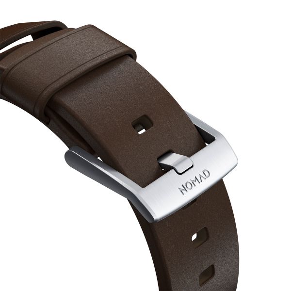 Nomad Bracelet moderne en cuir Apple Watch | 44/45/46/49 mm - Brown / Silver