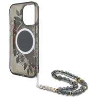 Guess MagSafe IML Flowers Case avec beads strap Apple iPhone 15 Pro Max - Noir