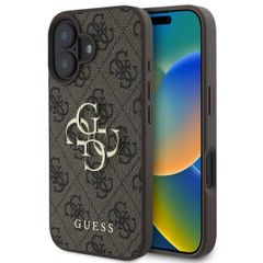 Guess Coque 4G Metal Logo Backcover Apple iPhone 16 - Marron