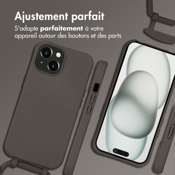 imoshion Coque arrière Color avec cordon amovible et MagSafe Apple iPhone 15 - Black Coffee