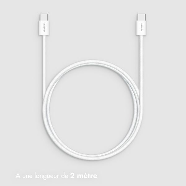 imoshion Câble Tressé USB-C vers USB-C 60 W - Lot de 2 - 1 mètre - Blanc