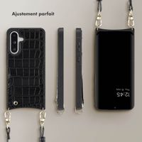 Selencia Coque de télephone Nova Croco avec cordon et porte-cartes Samsung Galaxy A36 / A56 - Noir