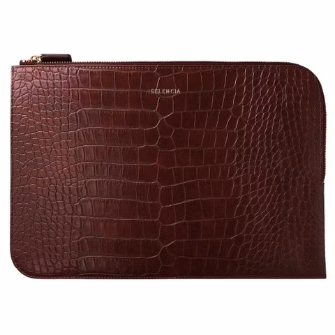Selencia Pochette ordinateur Croco 13 pouces - Burgundy