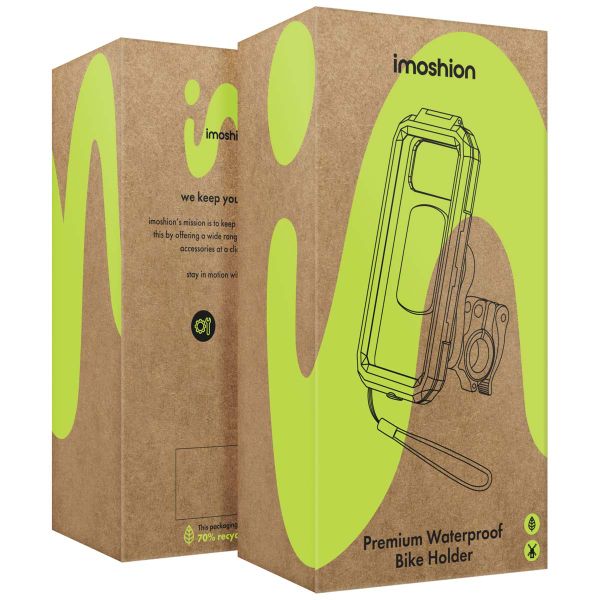 imoshion Support de téléphone premium pour vélo - Résistant aux éclaboussures - Rotation à 360° - Universel - Noir