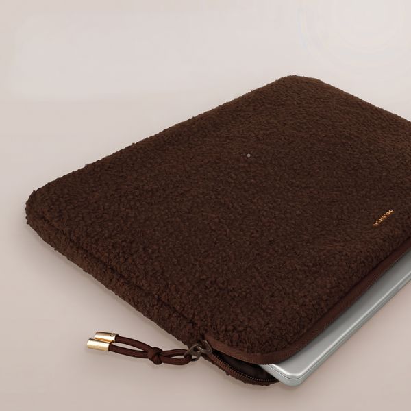 Selencia Housse laptop teddy 15-16 pouces - Choco Brown