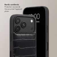 Selencia Coque de télephone Nova Croco avec cordon et porte-cartes Apple iPhone 18 Pro Max / 17 Pro Max - Noir