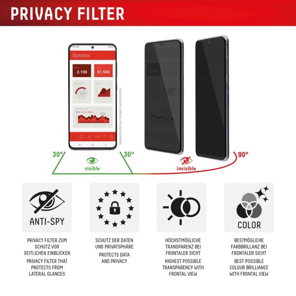 Displex Protection d'écran en verre trempé Privacy Apple iPhone 17 Pro Max