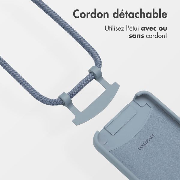 imoshion Coque arrière Color avec cordon amovible et MagSafe Apple iPhone 17e / 16e - Ash Blue