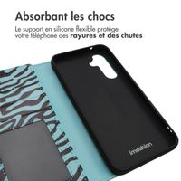 imoshion Étui de télephone portefeuille Design Samsung Galaxy A54 (5G) - Black Blue Stripes