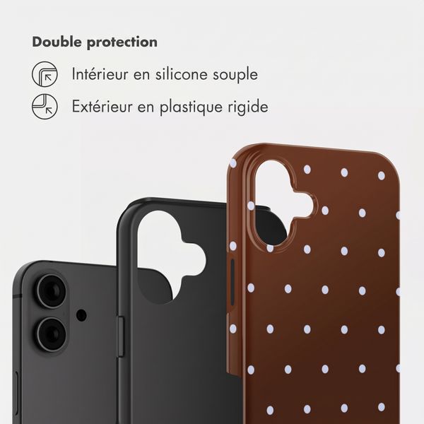 Selencia Coque arrière Vivid Apple iPhone 16 - Happy Dots Chocolate