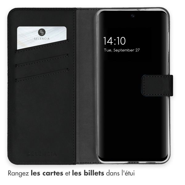 Selencia Étui portefeuille en cuir véritable Samsung Galaxy A32 (5G) - Noir