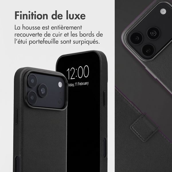 Accezz Étui de télephone portefeuille en cuir 2-en-1 avec MagSafe Apple iPhone 18 Pro Max / 17 Pro Max - Onyx Black